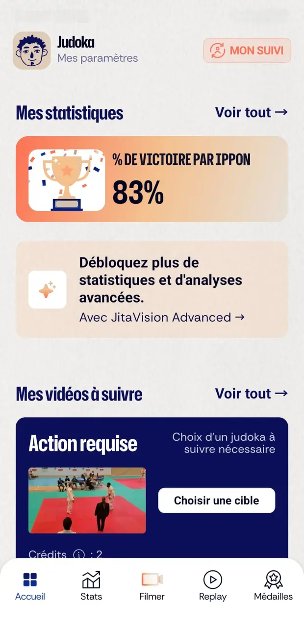 Écran Accueil : statistiques clés et vidéos à suivre
