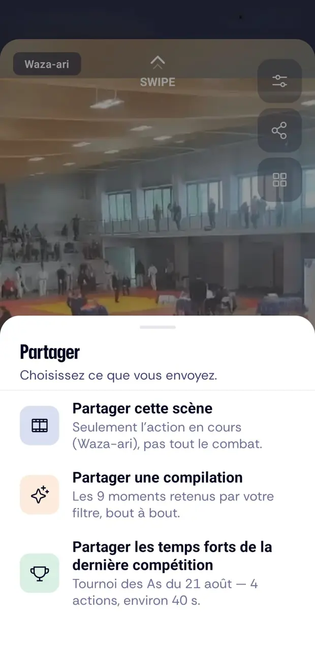 Écran Partage : partager une scène, une compilation ou les temps forts